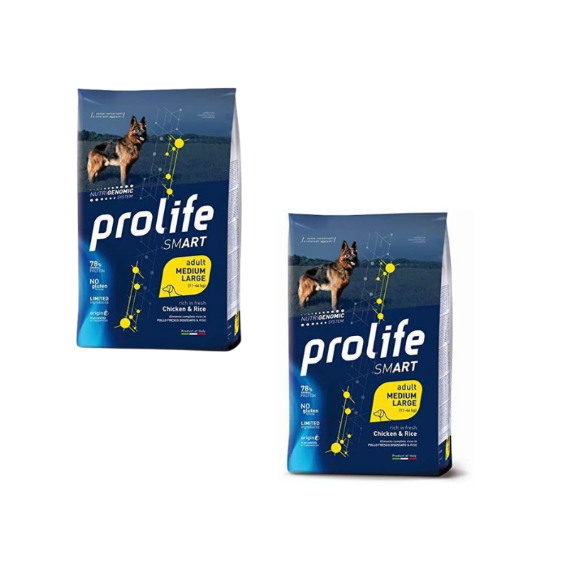 Prolife Smart Adult Medium/Large Pollo e Riso 12kg - OFFERTA 2 Sacchi Prolife Smart Adult Medium/Large Pollo e Riso 12kg - OFFERTA 2 Sacchi